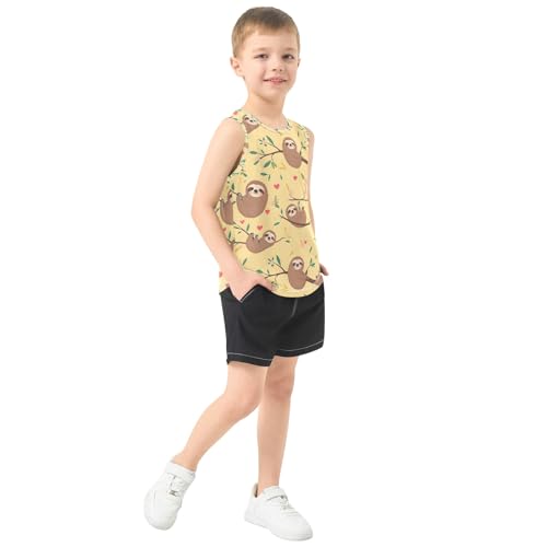 Boys' Tank Top Shirt Sloth Branch Love Pattern Sleeveless T-Shirts4
