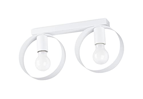 SOLLUX Lighting SL.1135 LED-Deckenleuchte für Wohnzimmer, legierter Stahl, E27-Fassung, weiß, 60 Watt, 34 cm x 12 cm x 13 cm