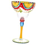 CLISPEED Copa Margarita Pintada Mano Vaso de Cristal Decorativo para Cócteles Vidrio Transparente Diseño Artístico para Mesa Cocina Regalo