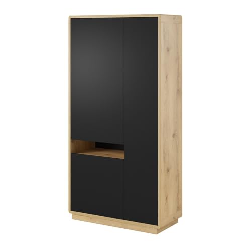 PRICE FACTORY just for you Armoire Design avec Niche Collection Villa. Couleur chêne et Noir