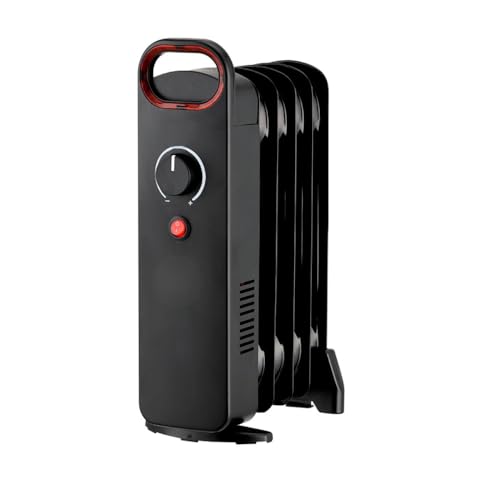 Mini Radiador de aceite 500W-700W | Radiador eléctrico bajo consumo | Radiador de aceite pequeño | Emisor térmico | Miniradiador (800W Negro)