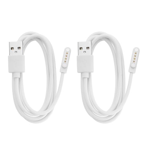 EMSea 2pcs Cable Cargador USB para Reloj Inteligente 4 Pines Cargador de Corriente para Reloj Inteligente Compatible con KW88 KW18 GT88 G3 Smartwatch 1m Blanco