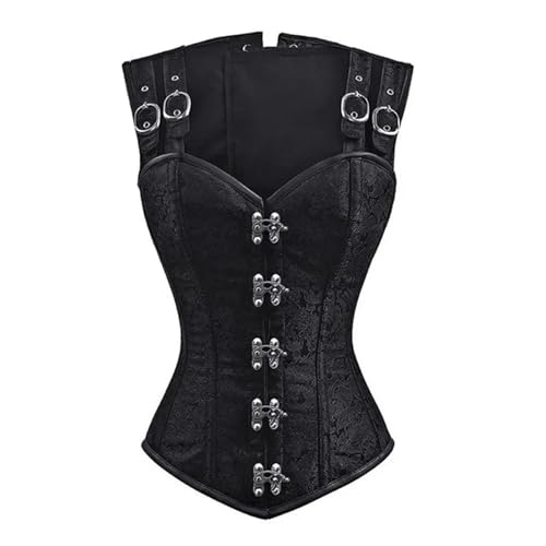 Corset moulant sexy rétro punk noir en taille XX-Large bonnet C