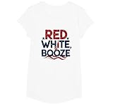 Humour Patriotique drôle USA Rouge Blanc et Alcool T-Shirt, Fille, Blanc, XS