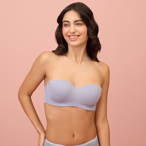 Image of NYKD NYB027 Cotton Padded Wired Multiway Strapless Bra Anti Slip Seamless Bonded Neckline Detachable Straps (Plus