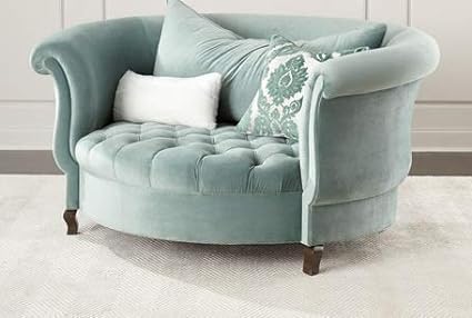 Image of SOFALIZE - Modern Barrel Accent with Pillows Round Sofa Combines Contemporary Design Oversize Arm Chair Cozy Club Chair for Bedroom, Living Room, Lounge, Hotel & Office, Hallways Sofa (Sky Blue)