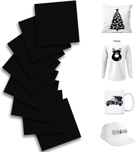 KASYU Infusible Transfer Ink Sheets Bundle for Cricut Mug Press Black Infused Ink Paper for Sublimation 8Pcs 12x11.8Inch Pre-Inked Sublimation Transfer Paper for Poly Fabric/Coaster
