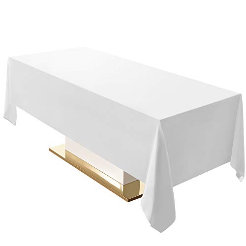 Surmente White Rectangle Tablecloth 60 x 102-inch Rectangular Polyester Table Cloth for Weddings, Banquets, or Restaurants