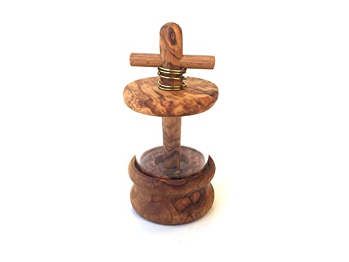 Moulin à herbes Ø 6 cm, moulin à sel, moulin à épices en bois d'olivier fabriqué à la main.