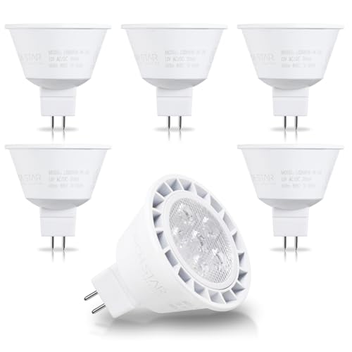 TORCHSTAR MR16 LED Bulb Dimmable, Aluminum, 12V 7W, GU5.3 Bi-Pin Base Spotlight, UL Listed, LED MR16 Light Bulbs for Recessed Track Lighting, 5000K Daylight, Pack of 6