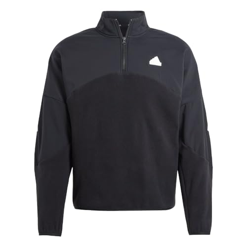 adidas Men's Future Icon 3-Stripes Quarter-Zip Sweatshirt, Black, L