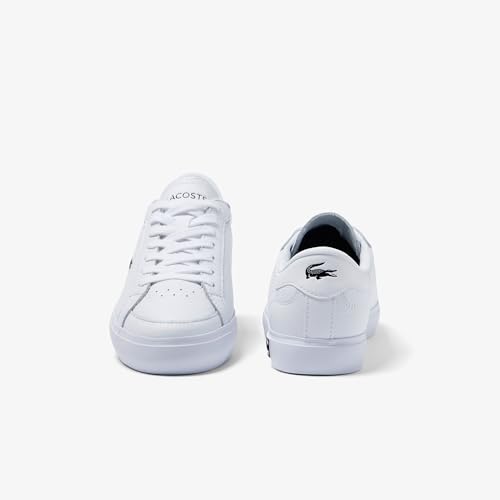 Lacoste Women's Powercourt Leather Considered Detailing Trainers, White & Black 147, 52