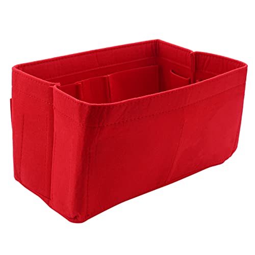 KauI Rouge Sac de Rangement Sac à Main Organisateur Feutre Insert Sac Maquillage Organisateur IntéRieur Portable à CosméTiques de Stockage Fourre-Tout