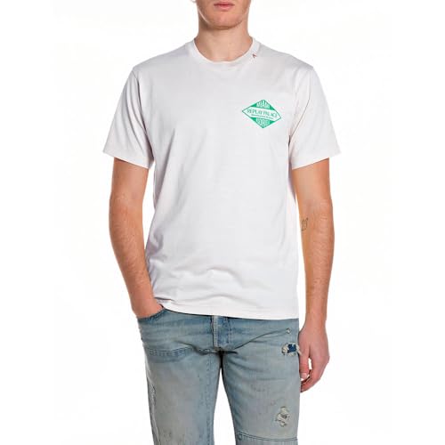 T-shirt Replay M3344.2660 011 pour homme en coton blanc