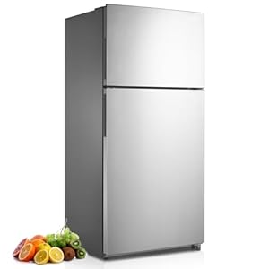 30″ Freestanding Top Freezer Refrigerator, 18.0 Cu. Ft. Frost Free Refrigerator, Full Size Refrigerator with Freezer, Garage Fridge, Standard Depth, Stainless Steel