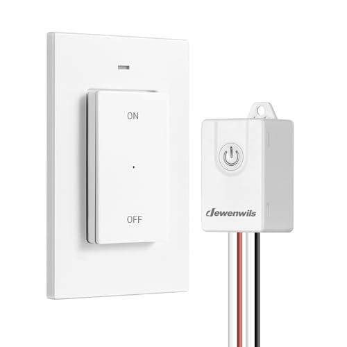DEWENWILS Wireless Light Switch and Receiver Kit,15A/1875W High Power, No in-Wall Wiring, Remote Control Wall Lighting Switch for Ceiling Light, Fan, Lamp, 100FT Range, Programmable, FCC Lis