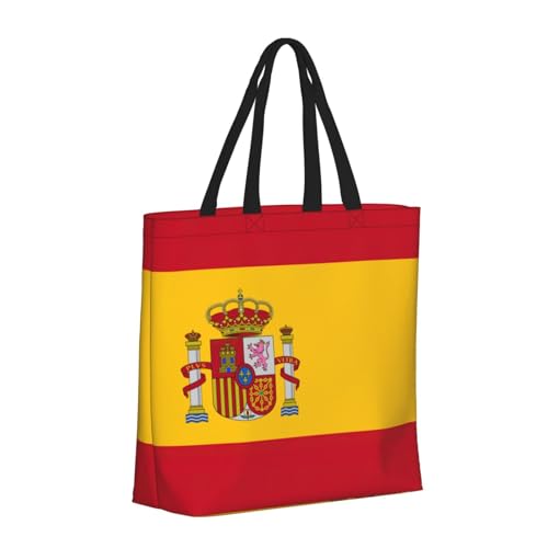 Spanish Flag Print Women Reuseable Handbag, Grocery Bag Foldable For Shopping Travel Activity2