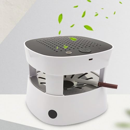 Wyazziv 空気清浄機 脱臭機 スモークレスタバコ 煙を吸い取り イオン発生器 高性能活性炭フィルター搭載 殺菌機能付き USB充電式 電子ライター機能付き 3階段風量調整 卓上 オフィス 玄関 トイレ 自宅 車対応 ((ホワイト)