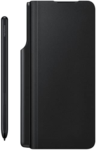 Samsung Flip Cover Smartphone Cover mit Pen EF-FF92P für das Galaxy Z Fold3 5G, Handy-Hülle, extra-dünn, stoßfest, Schutz Case, Schwarz – Ansicht 1
