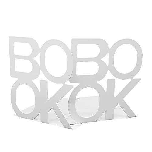 A Pair Of Simple Style Book Pattern Desktop Bookends, Nonskid Metal Book Ends Book Stands For Home Office Library School Deck Decoration (White) #TOP4