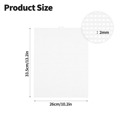 Image of 2 PCS 7 Count Plastic Mesh Canvas, 10.5 X 13.5 Inch Embroidery Knit Crochet Eye Mesh, for Embroidery, Acrylic Yarn Crafting, and Make Dividers (White)