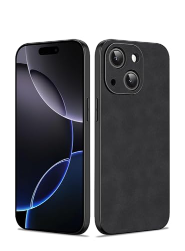 Coque iPhone 15 en daim PU noir | Protection élégante et légère de luxe