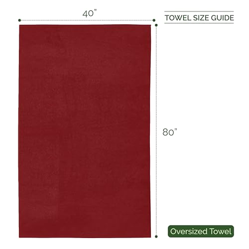 Image of Elegant Comfort Three Line Popcorn Extra Large Luxury Bath Towel - 40 inch x 80 inch inch, Premium Hotel Spa Quality 1 Piece Oversized Bath Sheet 100% Turkish Cotton Super Soft Highly Absorbent, Burgundy