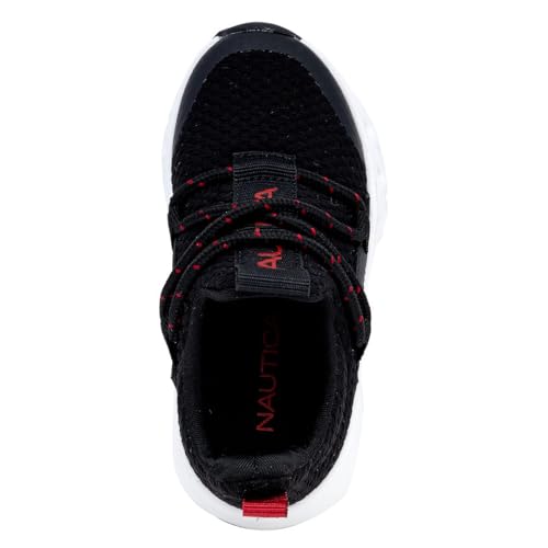 Nautica Boys Running Sneakers – Lightweight Slip-On Athletic Shoes with Bungee Laces and Cloud-Like Sole for Little Kid - Mogan Toddler-Black Red Size-10 - image 4