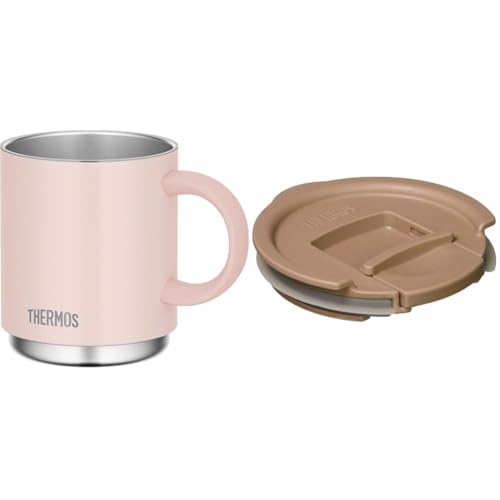 【セット買い】【食洗機対応モデル】 サーモス 真空断熱マグカップ 350ml ベージュピンク JDS-351 BEP + 真空断熱マグカップ用フタ 350ml用 ブラウン JDS Lid(M) BW