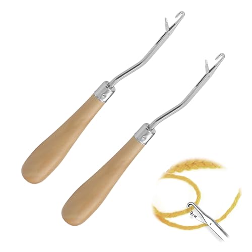 2 Stück Knüpfnadel Häkelnadel Holz Häkelnadel Crochet Hook Fangnadel Häkeln Knüpfhaken Gebogene Häkelnadeln Teppichherstellung Stricken Für Teppichherstellung Haarverlängerung Und Für Bastelprojekte