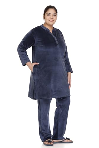 Image of In Love Women's Velvet Plus Size Cotton Shirt Palazzo Co-ord Set