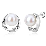BodyBonita Orecchini Perle, 925 Sterling Silver Post Orecchino Perle Donna, Orecchini Anallergici Donna a Foglia di Ginkgo, Gioielli di Moda Colore Argento Stud-B