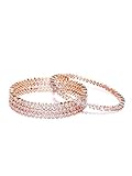 Priyaasi Stunning American Diamond Bangles for Women | Stylish Bangle Set for Women & Girls | Rose Gold-Plated | Set of 4, Size - 2,4