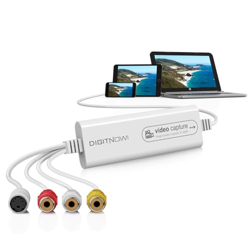VIXLW Video Capture, USB Video Capture Device, Convert VHS to Digital, VHS/VCR/Hi8/Mini DV to Digital/DVD Converter, for Tape Player Camcorder Camera PC TV OBS, for Mac OS, Android, Windows