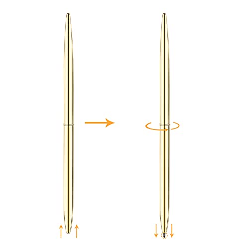 Unibene 12 Pack Ballpoint Pens-Gold, Slim Mentallic Retractable Lightweight Gold Pens Set Nice Gift For Wedding Business Office Students Teachers Christmas, Medium Point(1 Mm)-Black Ink #TOP6