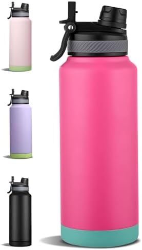 32 oz Insulated Sports Water Bottle with Straw, Vacuum Stainless Steel Water Flask with Handle, Thermal Metal Water Cup Mug with 2-in-1 Lid, Raspberry Vibes