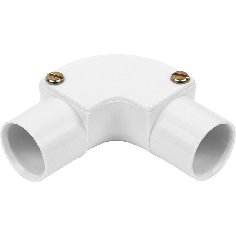 Electrical Conduit System, 25mm White PVC, Boxes, Bends, Tees and Accessories (25MM Inspection Elbow) (M4X12 Brass Box LID Screws 100PACK) (25MM Inspection Elbow White)