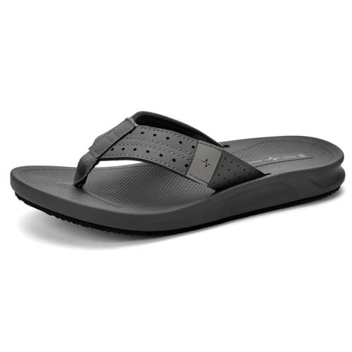 Image of Men's Ultra Soft Cushion Flip Flops with Arch Support, Quick Dry Thong Sandals for Indoor & Outdoor Comfort