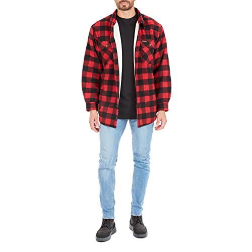 Image of Smith's Workwear Men's Sherpa-lined Cotton Flannel Shirt Jacket