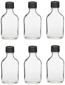 Premium Vials 12 Pack, 100ml Glass Flask Bottles with Black Tamper Evident Caps, with a Funnel