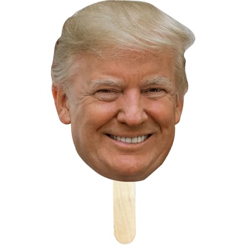 Donald Trump - 12 in Big Heads on a Stick for Presidential Election 2024 | Life Size face on a Stick| Waterproof Fun Face Cardboard Cutout -1 ct