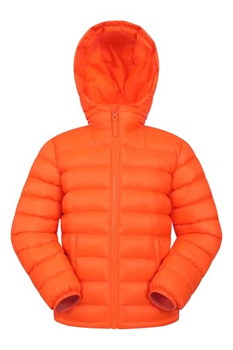 Mountain Warehouse Seasons Padded Kids Puffer Jacket - Water Resistant, Lightweight & Insulated Coat, Boys & Girls - Spring Summer, School, Travel Bright Orange Kids Size 11-12 Years