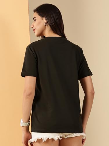 Image of Women's Pure Cotton Relaxed Fit V-Neck Half Sleeve T-Shirt | Gym Wear Casual Look T-Shirt | Regular Fitting with Comfort Wear for Women