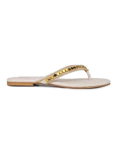 Image of Inc.5 womens Womens Gold Ethnic Embellished Round Toe Flats Euro 41 Slip-On