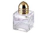 Mini Salt & Peppper Shakers Shaker, Cube Shape, Polished Gold Top, Glass Body - 1 Dozen