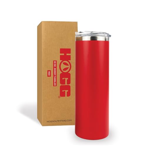 Hogg 20oz Skinny Tumbler - Red, 20 oz Tumbler, Insulated Cup, Insulated Coffee Cups, Stainless Steel Mug with Lid, Powder Coated Blank for Laser Engraving, Durable Reusable Travel Mug