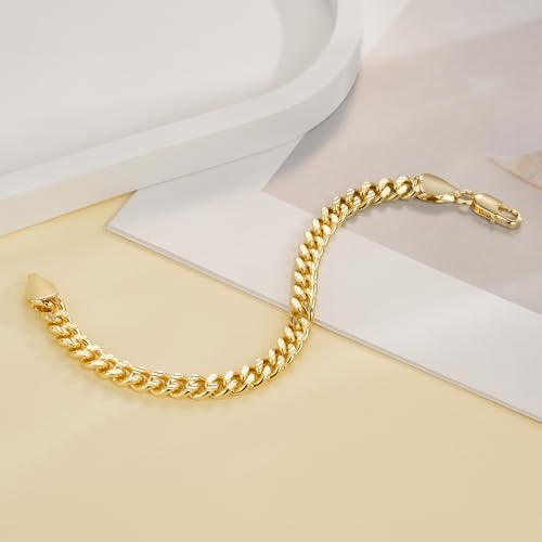 ERIN MARIE Gold Bracelets For Women Men 14K Gold Bracelets For Women Sturdy Link Chain Bracelet Stack Women’s Men’s Bracelet With Gifts Box 6.5'' 7'' 7.5'' 8'' 9''2