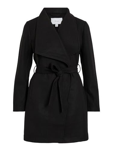Vila dam Vicooley Collar Belt Coat-Noos kort kappa, svart, 38