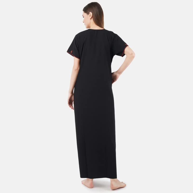 Image of Premium Women Embroidery Night Gown Lizzybizzy Cotton Nighty Maxi