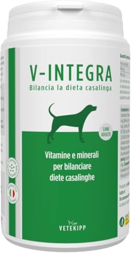 V-INTEGRA Cane Adulto 200g, Integratore Completo Ricco di Vitamine e Minerali per Dieta Casalinga e BARF, V Integra Multivitaminico Cane, Made in Italy